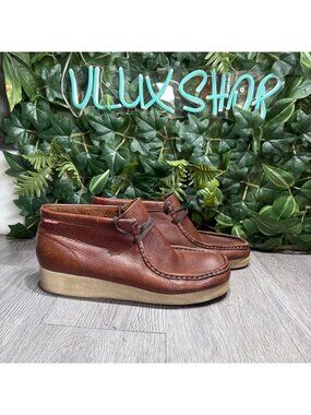 Vintage Clarks Wallabees High Boots Brown Leather Size 10 M Y2K